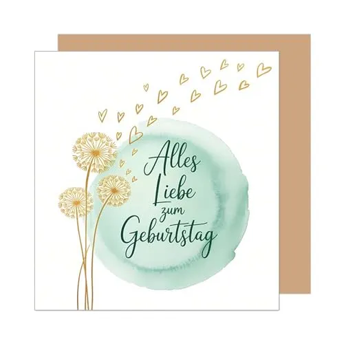 Edition Seidel Premium quadratische Geburtstagskarte mit Umschlag. Glückwunschkarte Alles Liebe zum Geburtstag Karte für Mann Frau Freund Freundin Gute Wünsche (GQ497 SW025)
