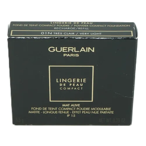 Guerlain Lingerie De Peau Compact Powder Foundation 8,5g SPF15 Very Light 01N - Hochwertiges Puder-Foundation für einen natürlichen Teint. Leichte Textur mit Sonnenschutz für den täglichen Gebrauch. Ideal für einen makellosen Look.