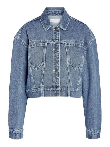 Noisy may Damen Jeansjacke NMRONJA L/S CROP DNM JACKET VI433MB NOOS - Funktionsjacken: Zeitlose Jeansjacke mit praktischen Klappentaschen, perfekt für den Alltag und kombiniert Stil mit Funktion.