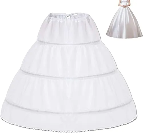 Abendkleid Petticoat Hochzeitskleid Ballkleid Krinoline Hochzeit Brautjungfer Krinoline Brauthochzeitskleid Krinoline Geburtstage Petticoat Mädchenkleid Unterrock 3 Hoop Petticoat Kinder (weiß)