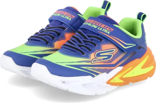 Skechers Sneaker "FLEX-GLOW ULTRA" - Klettschuh zum Schlüpfen in Gr. 35, mit Größenschablone zum Download, ideal für schnellen Komfort und stylisches Design in blau-multi.