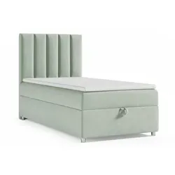 Trinity K10 Einzelbett 100x200 mit Matratze und Stauraum - Betten: Stilvolles Boxspringbett 100x200 mit Bonell Federkernmatratze und praktischem Bettkasten für zusätzlichen Stauraum – ideal für ein elegantes und ordentliches Schlafzimmer.