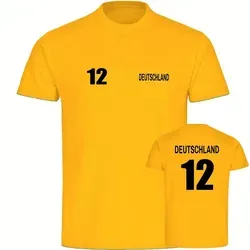 multifanshop T-Shirt Kinder Deutschland - Trikot 12 - Boy Girl gelb 164