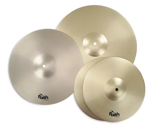 FLASH Impact Series 368 Beckenset - Becken-Set aus Stahllegierung, perfekt für Einsteiger und preisbewusste Schlagzeuger, bietet das beste Preis-Leistungs-Verhältnis mit 2 x 13'' HiHat, 1 x 16'' Crash und 1 x 18'' Crash/Ride.