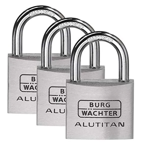 Burg Wächter 36251 Vorhängeschloss 40 mm - Vorhängeschloss aus robustem Aluminium, gleichschließend mit 3 Schlössern und 4 Schlüsseln, ideal für maximale Sicherheit und Komfort.