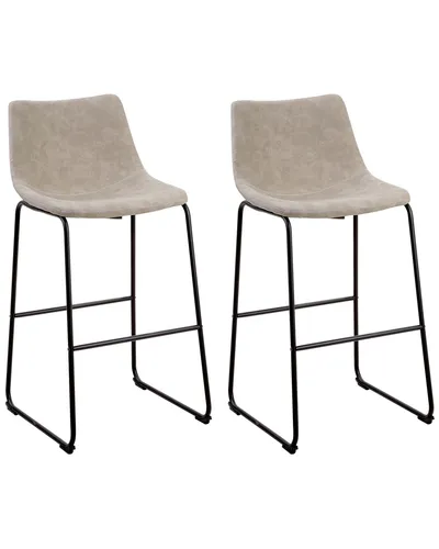 BELIANI Stilvoller Barstuhl 2er Set Beige Stoff/Metall - Retro Barhocker im Vintage-Look mit bequemer, gepolsterter Sitzfläche aus strapazierfähigem Stoff. Ideal für moderne Wohn- und Büroräume, bietet maximalen Komfort und Stabilität.