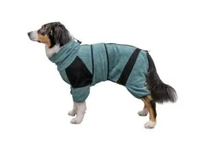 Trixie Bade- und Hausoverall petrol, Größe L - Hundemäntel, saugfähiges Frottee für optimale Feuchtigkeitsaufnahme und Wärme, ideal auch für ältere Hunde, mit verstellbarem Kragen und hoher Bewegungsfreiheit.