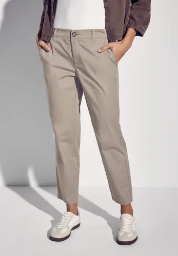 STREET ONE Damen A378680 Softe Twill Chino in Buff Grey - Damen-Hosen im Casual Fit mit elastischem Bund und Slim Legs, ideal für einen bequemen Look und hohe Bewegungsfreiheit.