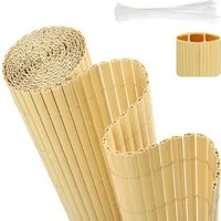 Sekey Balkonsichtschutz PVC Sichtschutzmatte - Bambus Design - Balkonsichtschutz mit innerer doppelter Verstärkung für hohe Stabilität und Langlebigkeit. Ideal für mehr Privatsphäre auf Balkon und Terrasse, winddicht und UV-beständig.