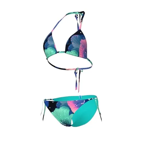 arena Water Prints Triangel-Bikini für Damen, Elastischer Recyclingstoff, Schnelltrocknend, Strand- und Schwimmbad-Badeanzug für Damen, Damenbikini mit Herausnehmbaren Cups, Top und Slip mit Bändern