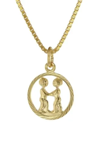 trendor Kette mit Anhänger Sternzeichen Zwilling 333 Gold - Elegante goldplattierte Venezianer Halskette mit 8-karätigem Sternzeichen Zwilling Anhänger, ideal für Kinder und perfekt als persönliches Geschenk.