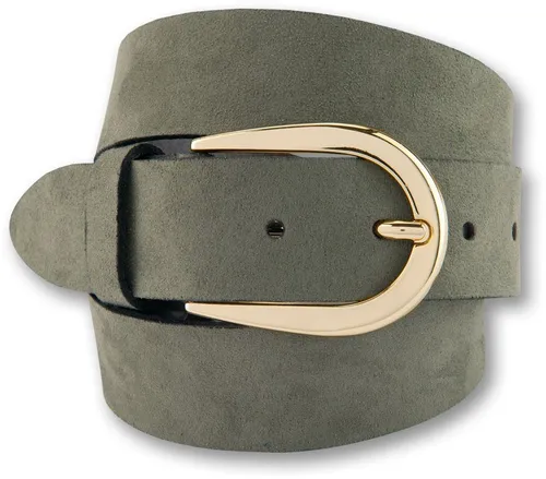 Stylischer Ledergürtel mit goldener Designschließe, Gr. 80, oliv - Gürtel von BERND GÖTZ, elegantes Design mit goldener Schließe, perfekt für jeden Anlass.