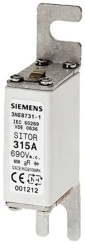 Siemens 3NE87211 SITOR-Sicherungseinsatz 100A 690V - SITOR-Sicherungseinsatz, NH000, schützt Leistungshalbleiter effektiv bei Kurzschluss und Überlast, ideal für Elektroinstallationen und Frequenzumrichter.