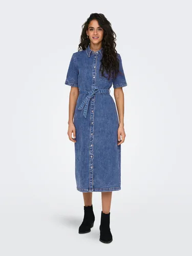 ONLY Female Jeanskleid ONLLANA - Kurzes Kleid für Damen - Freizeitkleider für Damen, locker geschnittenes Jeanskleid mit Langarm, perfekt für lässige Anlässe und bequem durch die hochwertige Baumwollmischung.