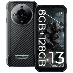 HOTWAV T7 Outdoor Handy, 6280mAh Akku, HD+ Display, Android 13 Smartphone (6.52 Zoll, 8 GB Speicherplatz, Dual SIM 4G, Face ID, GPS, IP68/IP69K, OTG-Funktion, schwarz) schwarz