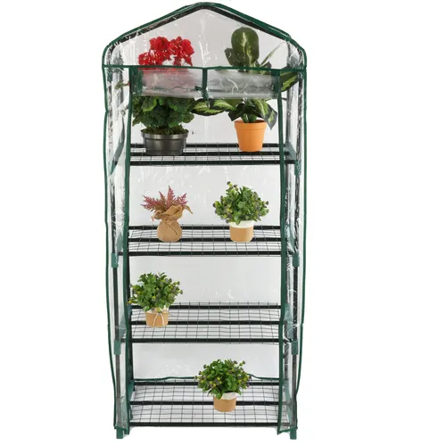Gewächshaus mit 4 Etagen,klein Foliengewächshaus mit Regalen, aufrollbare Tür, 155x69x49cm Anzuchthaus Treibhaus platzsparend Frühbeet für Balkon,Zimmer,Garten