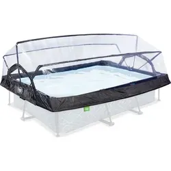 EXIT Poolverdeck multifunktionale Abdeckung für Framepools - Praktische Poolabdeckung für Rechteckbecken, schützt vor Schmutz und reduziert den Wärmeverlust. Robustes PVC-Material und stabiles Stahlgestell.