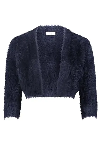 Vera Mont Damen Strickbolero mit Struktur XL, Night Sky - Eleganter Bolero für Damen in figurnaher Passform, ideal für besondere Anlässe. Mit 3/4-Ärmeln und V-Ausschnitt für einen stilvollen Look.