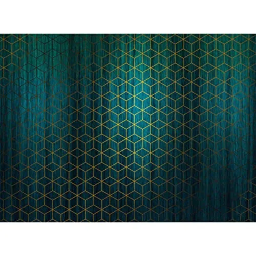 Komar Vlies Fototapete MYSTIQUE VERT | XXL Tapete im Jugendstil - Elegante Vlies Fototapete mit goldenen Akzenten in petrol, ideal für Schlafzimmer, Wohnzimmer und Büro. Umweltfreundlich und leicht zu montieren.