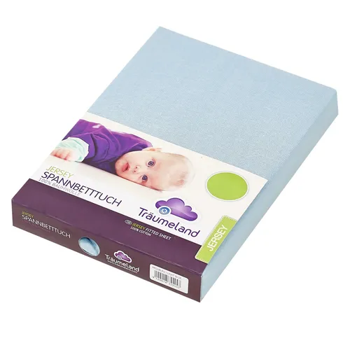 Träumeland Spannbetttuch für Laufgittermatratzen Jersey hellblau 100x100 TOP