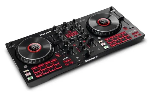 Numark Mixtrack Platinum FX - DJ Controller mit 4-Deck Kontrolle - Vielseitiger DJ-Controller mit integriertem Audio Interface und 6-Zoll-Jogwheels für präzises Beatmatching; ideal für Einsteiger und Streaming von Millionen von Songs.
