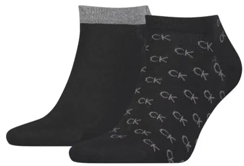 Calvin Klein 2P Eduardo All Over Sneaker Sock Schwarz Gr 39/42 Herren