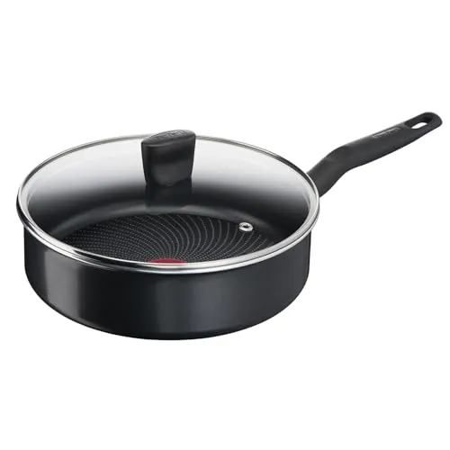 Tefal Schmorpfanne Start'Easy (24cm) - Pfanne mit Titanium-Antihaftversiegelung und Glasdeckel, ideal für fettfreies Kochen und einfache Reinigung, geeignet für alle Herdarten.