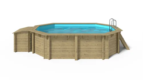 OKU Holzpool EMOTION-FUN Oval 6,57 x 4,07 m - Ovaler Holzpool mit einer Höhe von 1,2 m, einfache Montage und 5 Jahre Herstellergarantie auf das Holz. Ideal für entspannende Sommertage im eigenen Garten.