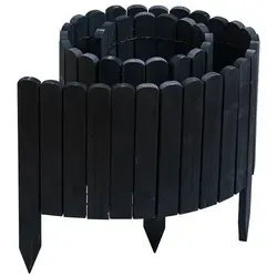 Gartenwelt Riegelsberger Rasenkante Rollborder Rasenkante aus Tannenholz Umzäunung Mähkante für den Garten schwarz 30 cm