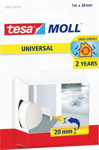 tesa Türbodendichtung tesamoll UNIVERSAL - 1 m Zugluftstopper - Dichtungen, energiesparend und einfach zu montieren - hält Zugluft und Lärm zuverlässig draußen, ideal für glatte Böden.