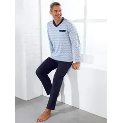 Schlafanzug, Herren, Gr. 52/54, blau (bleu, nachtblau), 100% Baumwolle, Homewear-Sets