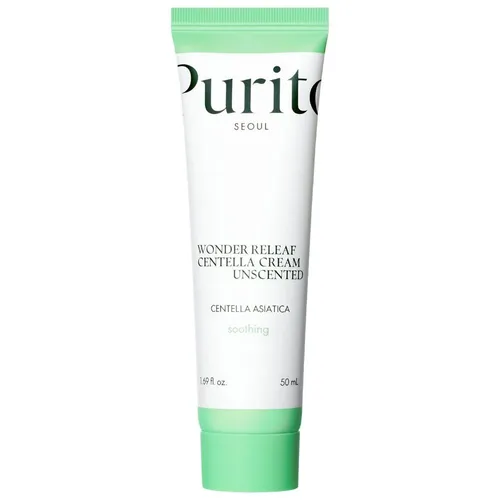 Purito Wonder Releaf Centella Cream Unscented - Beruhigende Feuchtigkeitspflege für empfindliche Haut mit Centella Asiatica. Ideal zur Unterstützung der Hautbarriere und für intensive Feuchtigkeit ohne Duftstoffe. Perfekt für tägliche Pflege.
