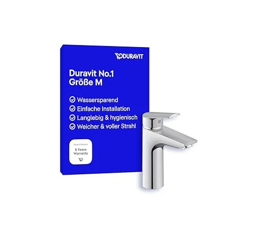 Duravit No.1 Waschtischarmatur, Größe M (Auslauf Höhe 117 mm), Wasserhahn Bad, Waschbecken Armaturen, Chrom