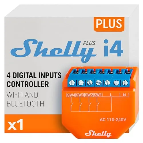 Shelly Plus i4 - WiFi- und Bluetooth-Smart-Controller - Elektrotechnik Lichtschalter – Steuerung von bis zu 4 Geräten, kompatibel mit Alexa und ideal für Ihre Hausautomation.