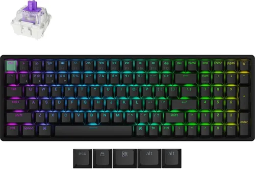 Keychron K4 HE Shine-Through Kabellose Magnetische Tastatur, Bluetooth, 2.4GHz, RGB LED, Hot-swap, QWERTY US Layout, Gateron Magnetic Switch, Schwarz (K4H-J1)