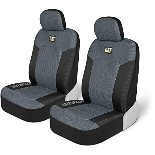 CAT® MeshFlex Autositzbezüge für Autos LKW und SUVs (2er Set) - Grau Autositzbezüge für Vordersitze LKW Sitzschoner mit bequemer Netzrücken, Auto Innenraumbezüge, 12.13 x 10.98 x 6.14 inches