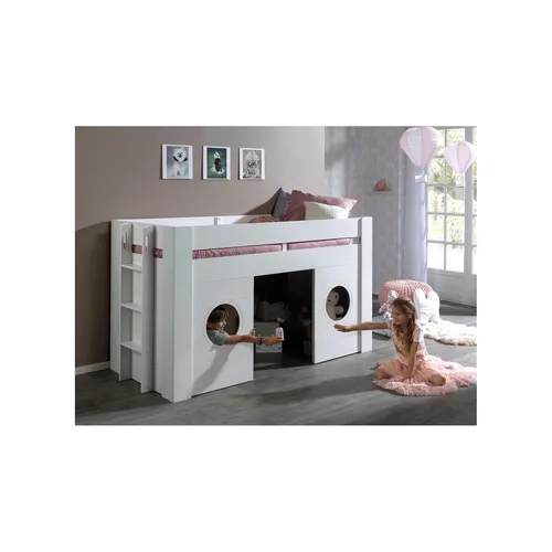 Freya halbhohes Bett 90 x 200 cm - Kinderzimmermöbel mit abenteuerlichem Design, hochwertigem MDF und stabilen Füßen für hohe Standfestigkeit - ideal für ein kreatives Spielumfeld.