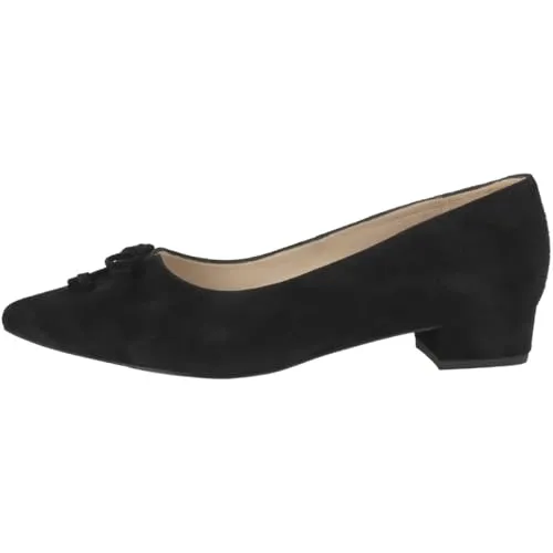 Peter Kaiser Damen Slipper Schwarz - Eleganter Komfort - Slipper aus hochwertigem Veloursleder mit stilvoller Schleifenapplikation und 3 cm Absatzhöhe für einen eleganten Look und hohen Tragekomfort.