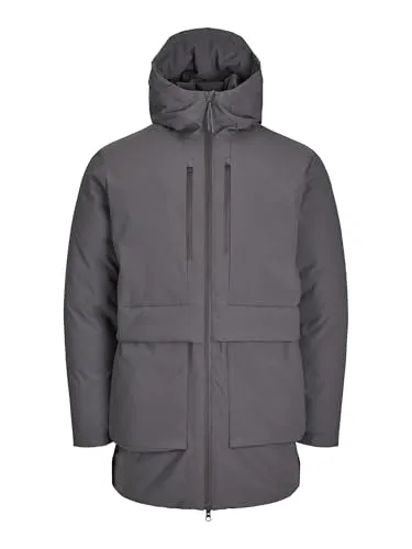 JACK&JONES Herren JCOCHARLIE Parka BF, Pavement, XS - Stylischer Parka mit Kapuze und Kordelzug, ideal für kühle Tage. Gerippte Ärmelbündchen und praktische Vordertaschen sorgen für Komfort und Funktionalität. Perfekt für den urbanen Look!  