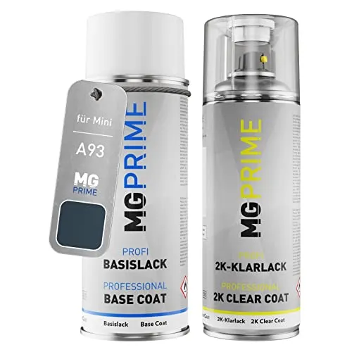 MG PRIME Autolack 2K Spraydosen Set für Mini A93 Horizon Blue Metallic Basislack 2 Komponenten Klarlack Sprühdose