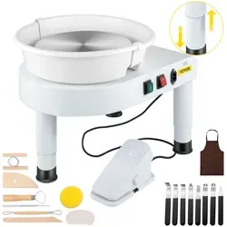 VEVOR Töpferrad 28 cm - Elektrische Töpferscheibe mit Fußpedal - Basteln: Mini Töpferrad mit abnehmbarem Becken, ideal für kreative Keramikprojekte. Leistungsstark mit 350 W und intuitiver Steuerung für einfaches Arbeiten.