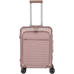 Travelite Next Trolley S 4-Rad Rosé mit Vortasche - Praktischer Trolley in Handgepäckgröße mit Vortasche für Tablet und Dokumente, aus robustem Aluminium für langlebige Reisen und ein einzigartiges Design.