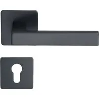 MeinTürgriff Drückergarnitur Trento Schwarz - Elegante Flachrosette Türgriff-Garnitur aus hochwertigem Edelstahl, ideal für Innentüren. Mit magnetischer Unterkonstruktion für einfache Montage und vielseitige Verwendung.