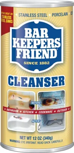 BARKEEPER Friend Cleanser 12 oz 340 g - Reinigungsmittel für Backofen und Herdteile, entfernt hartnäckige Flecken und sorgt für strahlenden Glanz auf verschiedenen Oberflächen wie Glas und Metall.
