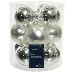 Kaemingk Weihnachtsbaumkugel Christbaumkugeln Weihnachtskugeln Glas Ø 8 cm 12 Stück silber matt/glä