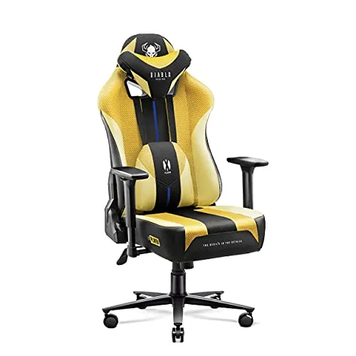 Diablo Gaming Stuhl X-Player 2.0 - Ergonomischer Gaming Chair mit 3D Armlehnen - Gaming-Stuhl mit ergonomischem Design, 150 kg belastbar und ausgestattet mit Nacken- und Lendenkissen für optimalen Komfort während langer Spielsessions.
