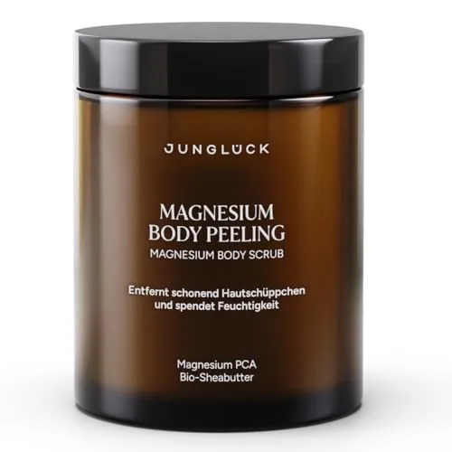 JUNGLÜCK Körperpeeling mit Magnesiumkristallen - Körperpeeling für geschmeidige Haut, entfernt sanft abgestorbene Hautzellen mit Zucker- und Magnesiumkristallen. Angereichert mit Bio-Ölen für einen revitalisierenden Self-Care Moment.