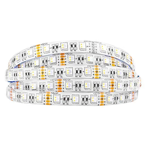 BTF-LIGHTING 5050 RGBW RGB+Warmweiß (2700K-3000K) 4 Farben in 1 LED 5m 60LEDs/m Mehrfarbiges LED-Leuchtband IP65 Silikonbeschichtung Wasserdichte Weiß PCB DC12V für Innendekorationen