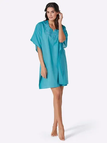 Witt Strandkleid Tunika, türkis - Elegantes Sommerkleid - Kleider - 100% Baumwolle, ärmellos und mit schöner Stickerei. Ideal für entspannte Sommertage am Strand oder im Garten.