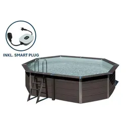 Gre Composite Pool oval grau, 524 x 386 x 124 cm - Swimmingpools, hochwertiger ovaler Pool aus langlebigem Material für entspannende Sommertage im eigenen Garten.